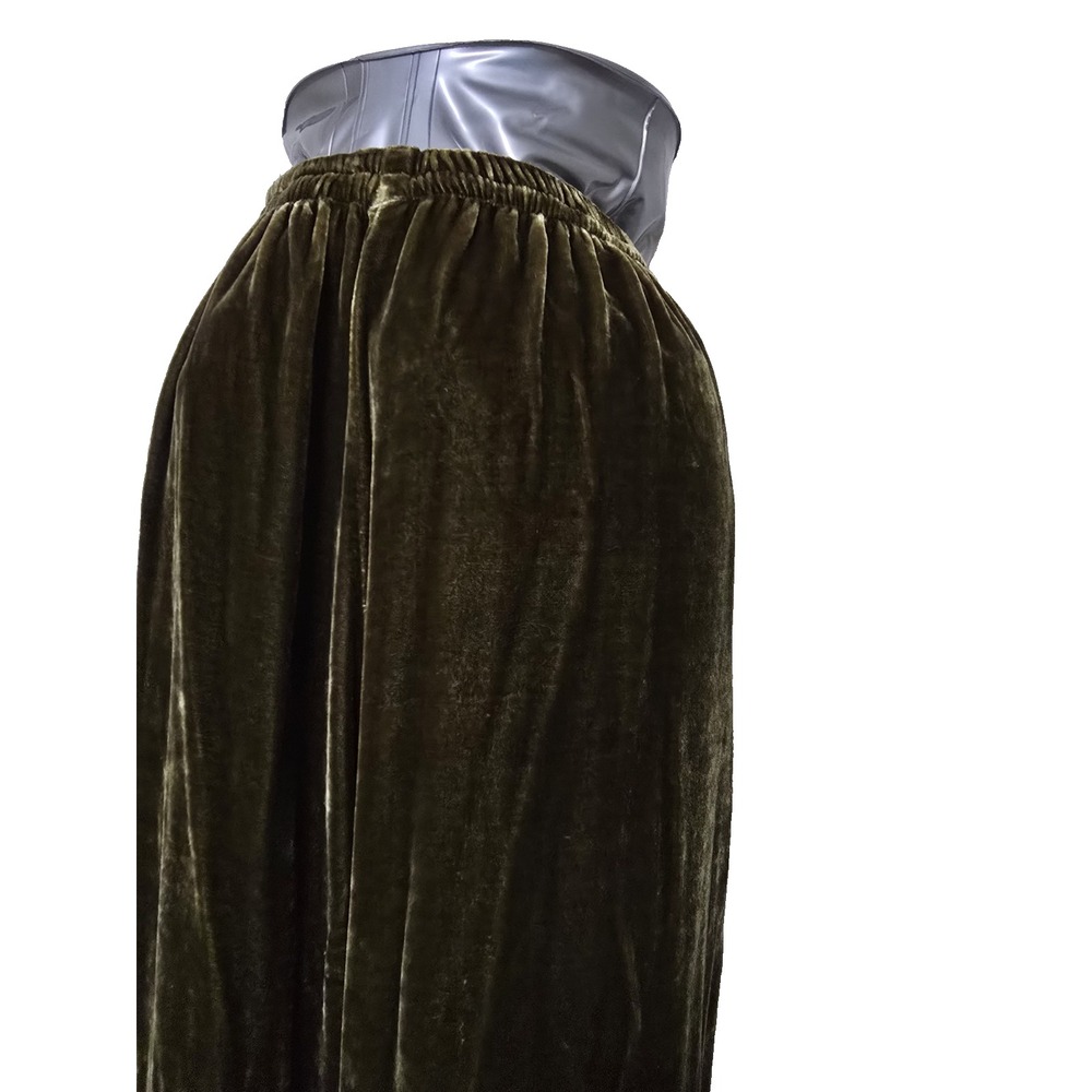 Soft Surroundings Olive Green Velvet Wide Leg Pants Elastic Waist Womens Large - Picture 8 of 8